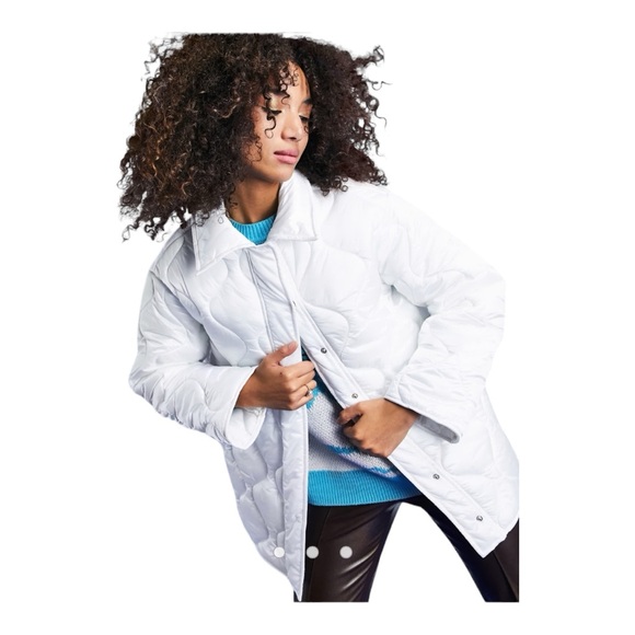 ASOS DESIGN onion quilt padded puffer jacket in white Size 6 Shacket - Picture 4 of 14